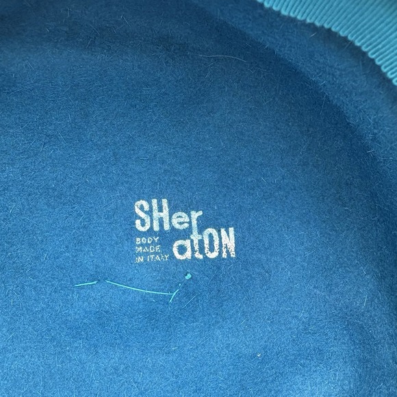Vintage Sheraton Teal Wool Women's Hat Cap‎ Body Made In Italy - Picture 4 of 8